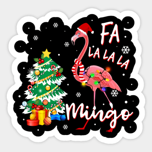 Cute Pink Flamingo Santa Hat Merry Christmas Sticker